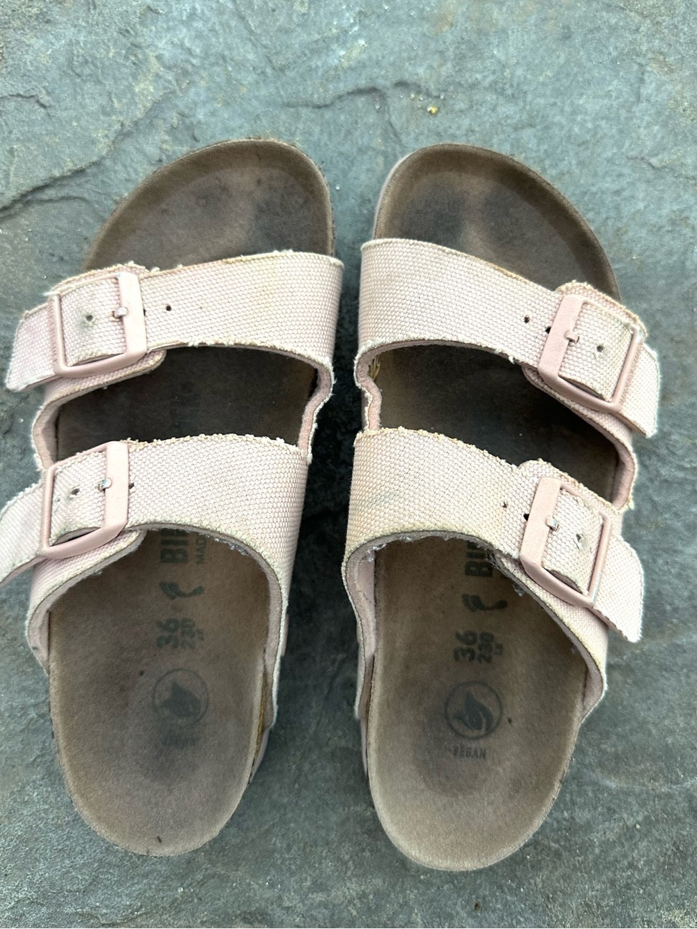 Birkenstock Arizona Vegan Soft Pink Canvas Sandals size 36